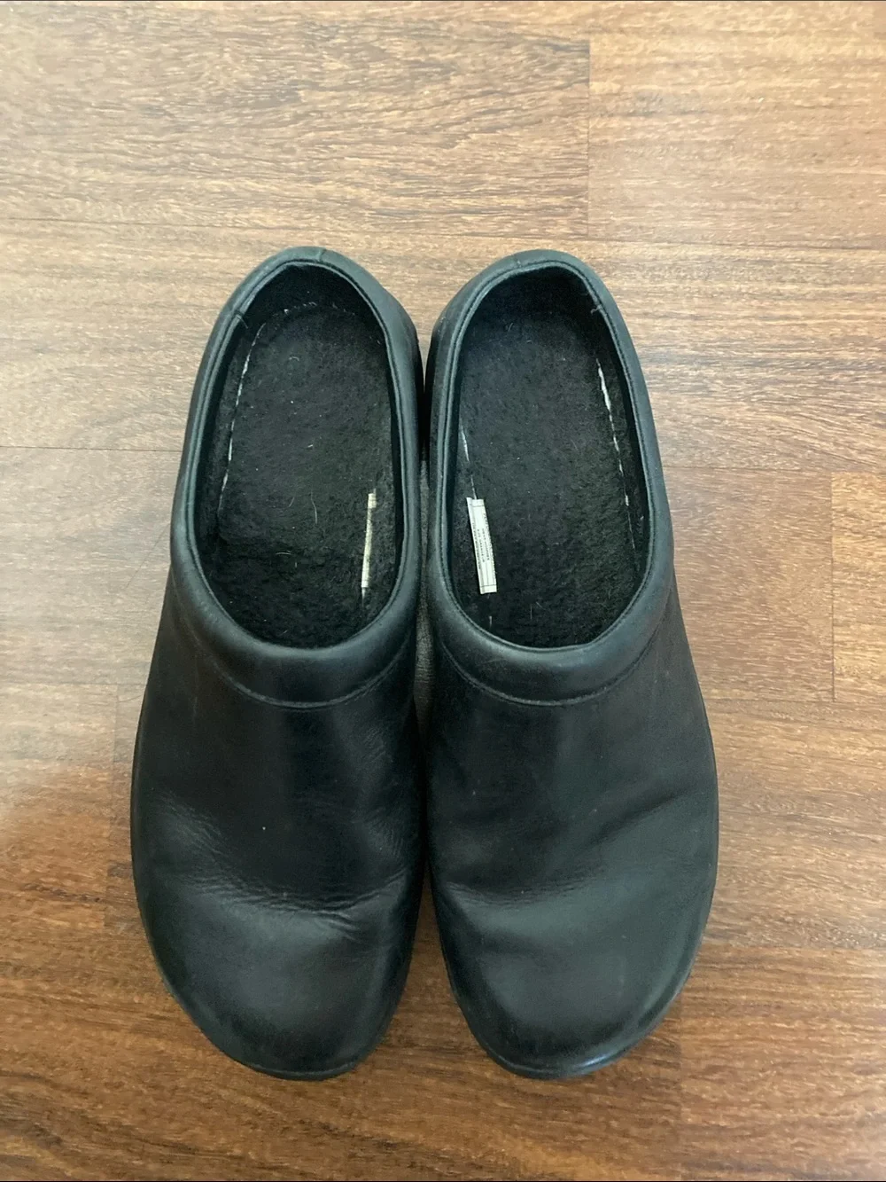 Merrell Black Leather Slip-On Work Clogs Sz 9